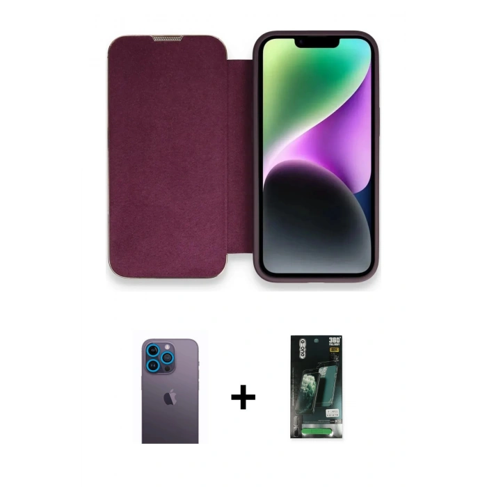 MARSİLYAN™- iPhone 13 Pro Max Kılıf Siluet Minimal Serisi - Şeffaf 360 Full Body Arka Koruyucu + Neon Fosforlu Kamera Lens - MI