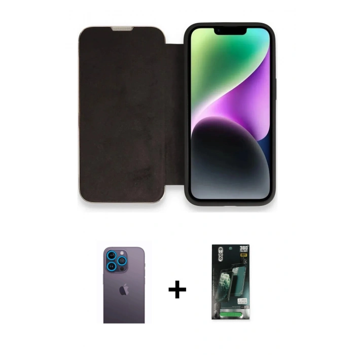 MARSİLYAN™- iPhone 13 Pro Max Kılıf Siluet Minimal Serisi - Şeffaf 360 Full Body Arka Koruyucu + Neon Fosforlu Kamera Lens - MI