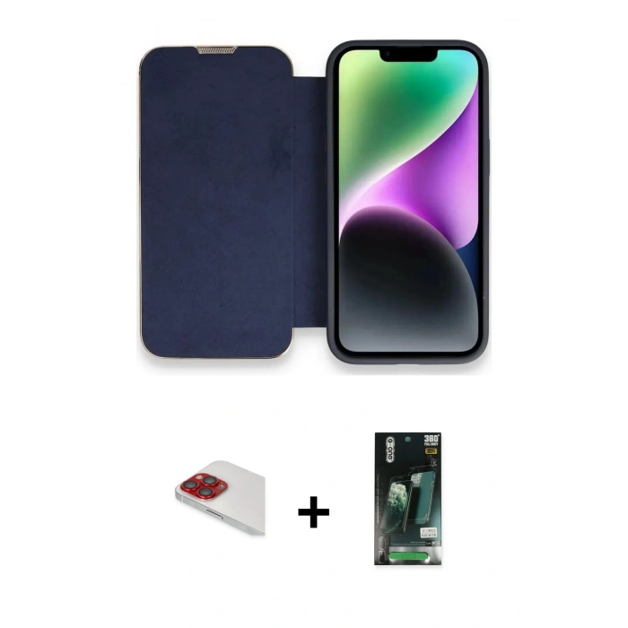 MARSİLYAN™- iPhone 13 Pro Max Kılıf Siluet Minimal Serisi - Şeffaf 360 Full Body Arka Koruyucu + Pers Alüminyum Kamera Lens - KI