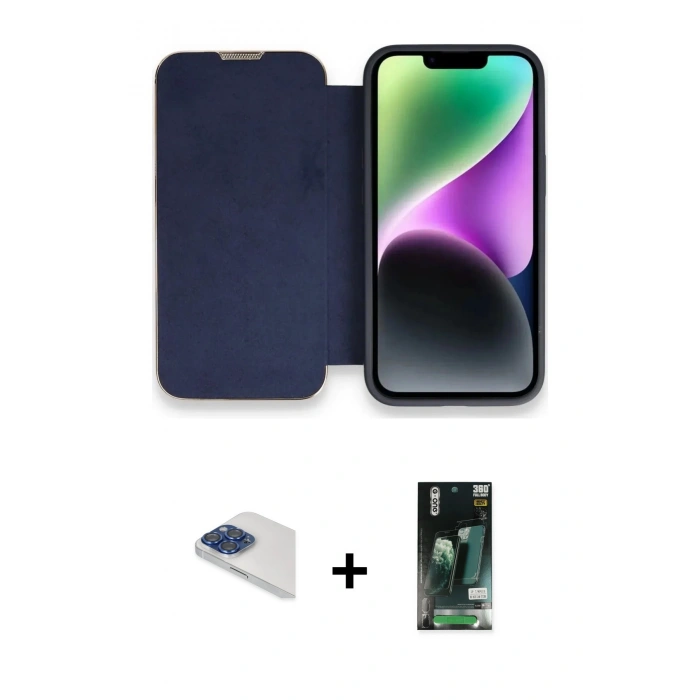 MARSİLYAN™- iPhone 13 Pro Max Kılıf Siluet Minimal Serisi - Şeffaf 360 Full Body Arka Koruyucu + Pers Alüminyum Kamera Lens - LT