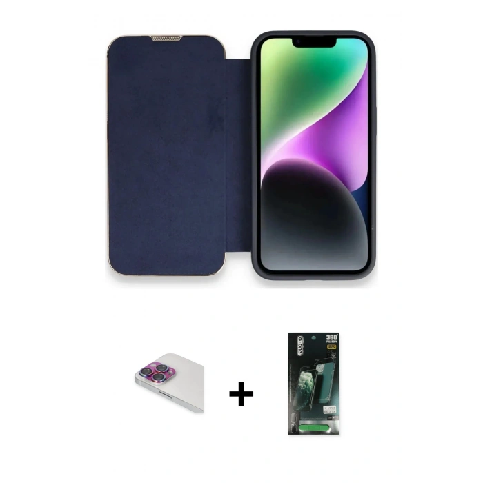 MARSİLYAN™- iPhone 13 Pro Max Kılıf Siluet Minimal Serisi - Şeffaf 360 Full Body Arka Koruyucu + Pers Alüminyum Kamera Lens - GI