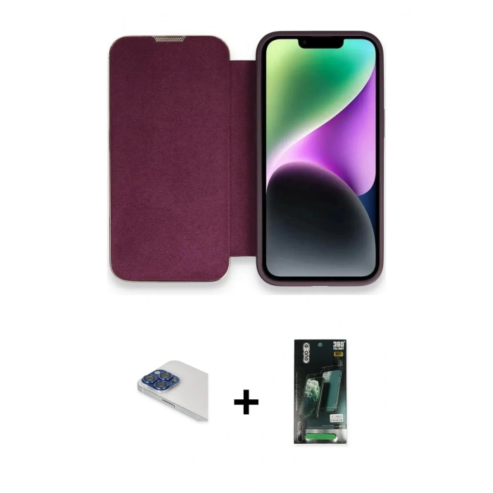 MARSİLYAN™- iPhone 13 Pro Max Kılıf Siluet Minimal Serisi - Şeffaf 360 Full Body Arka Koruyucu + Pers Alüminyum Kamera Lens - LT