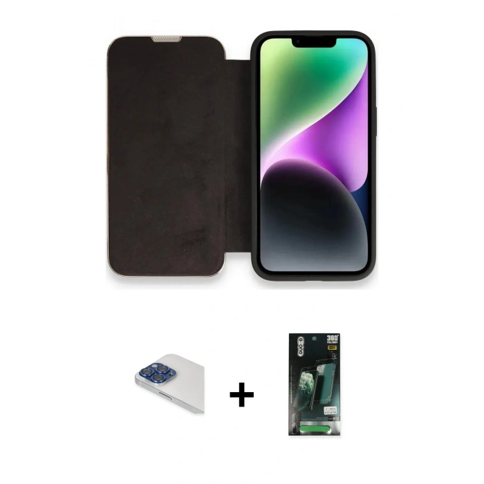 MARSİLYAN™- iPhone 13 Pro Max Kılıf Siluet Minimal Serisi - Şeffaf 360 Full Body Arka Koruyucu + Pers Alüminyum Kamera Lens - LT