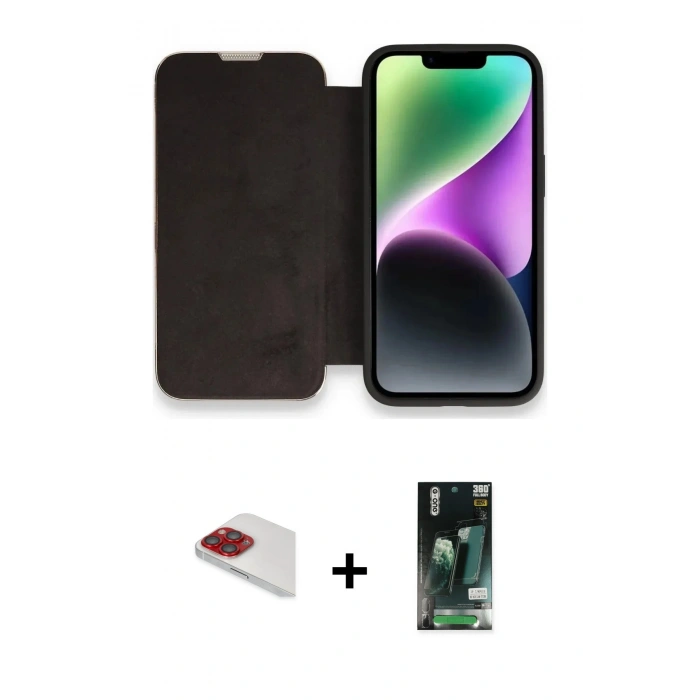 MARSİLYAN™- iPhone 13 Pro Max Kılıf Siluet Minimal Serisi - Şeffaf 360 Full Body Arka Koruyucu + Pers Alüminyum Kamera Lens - KI