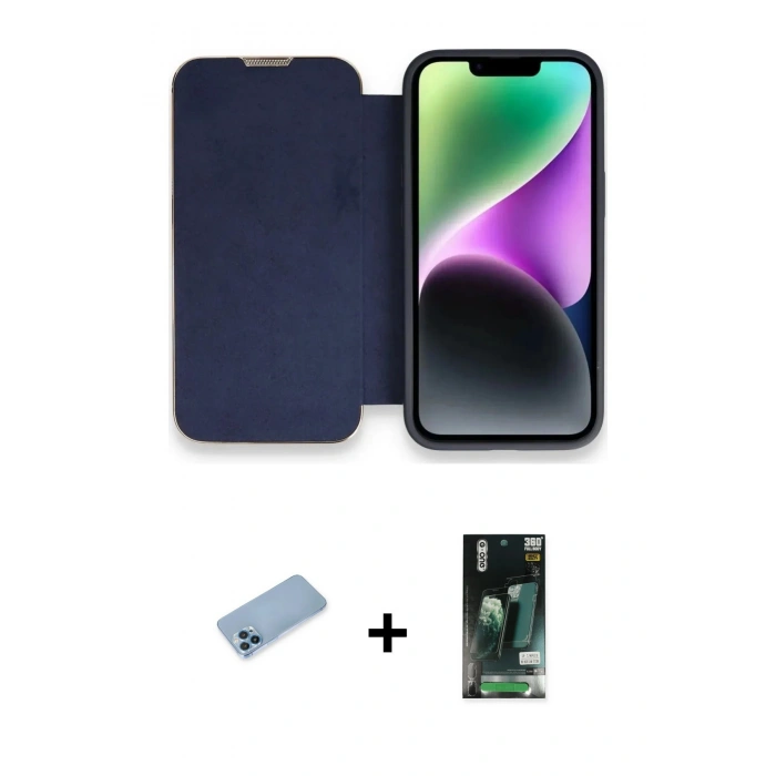 MARSİLYAN™- iPhone 13 Pro Max Kılıf Siluet Minimal Serisi - Şeffaf 360 Full Body Arka Koruyucu + Shine Kamera Lens Koruma Cam - MI