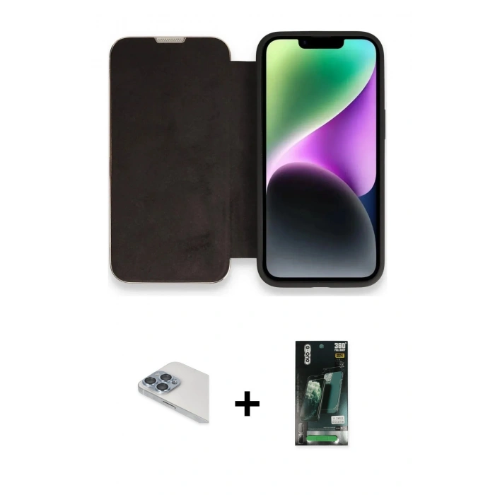 MARSİLYAN™- iPhone 13 Pro Max Kılıf Siluet Minimal Serisi - Şeffaf 360 Full Body Arka Koruyucu + Pers Alüminyum Kamera Lens - SABE