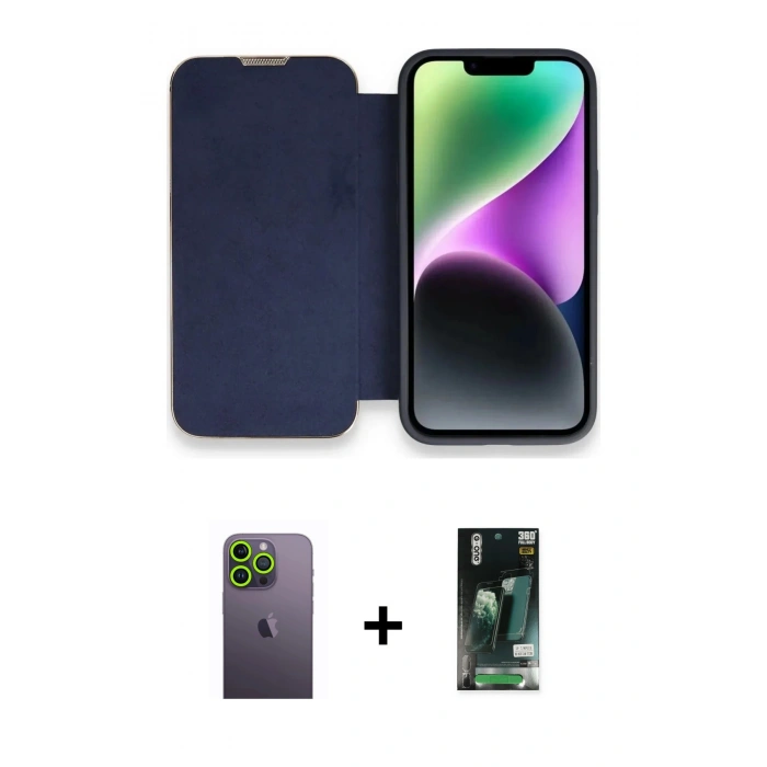 MARSİLYAN™- iPhone 13 Pro Max Kılıf Siluet Minimal Serisi - Şeffaf 360 Full Body Arka Koruyucu + Neon Fosforlu Kamera Lens - YL