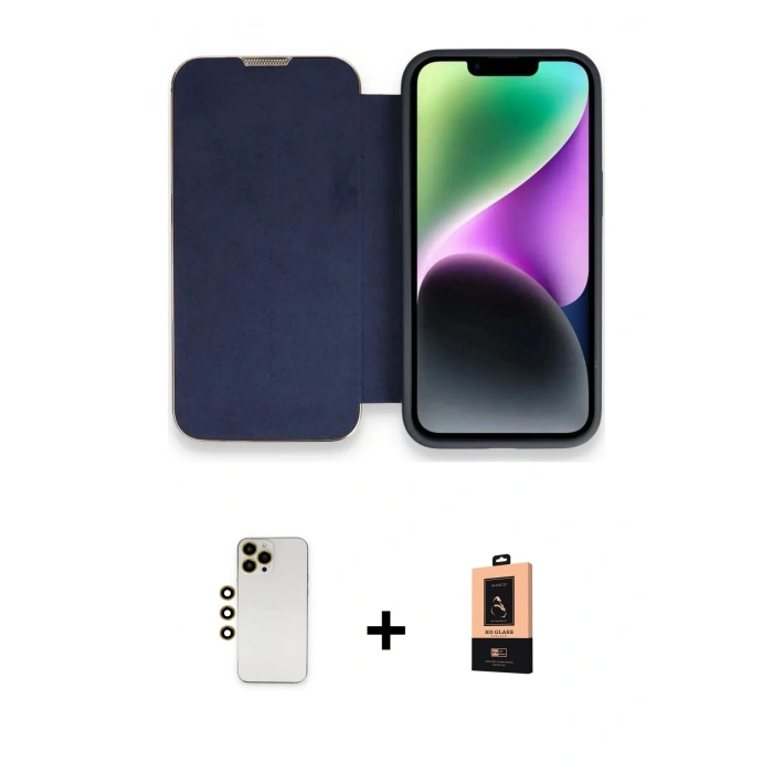 MARSİLYAN™- iPhone 13 Pro Max Kılıf Siluet Minimal Serisi - Şeffaf Maxco Cam Ekran Koruyucu + Shine Kamera Lens - GD