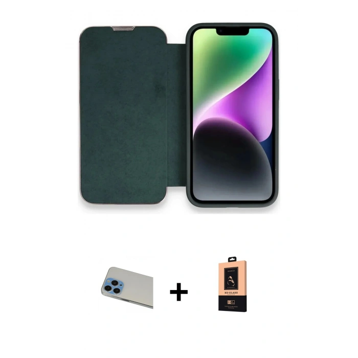 MARSİLYAN™- iPhone 13 Pro Max Kılıf Siluet Minimal Serisi - Şeffaf Maxco Cam Ekran Koruyucu + Rainbow Kamera Lens Koruma Cam - MI