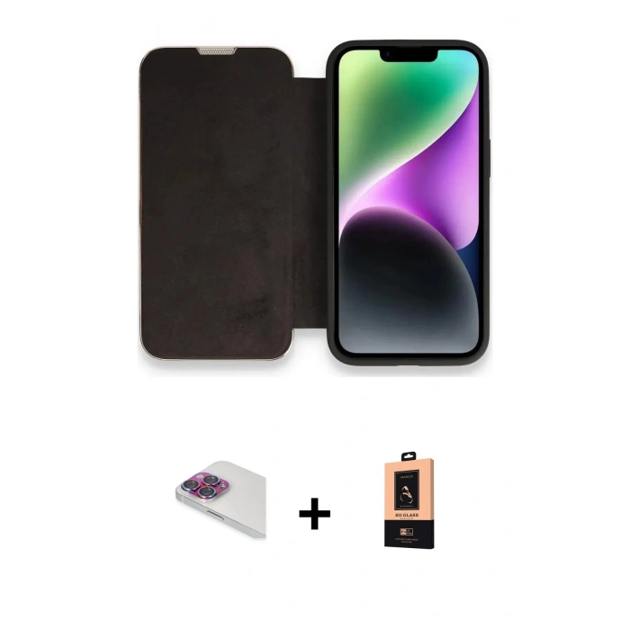 MARSİLYAN™- iPhone 13 Pro Max Kılıf Siluet Minimal Serisi - Şeffaf Maxco Cam Ekran Koruyucu + Pers Alüminyum Kamera Lens - GI