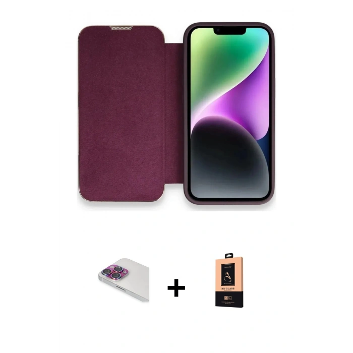 MARSİLYAN™- iPhone 13 Pro Max Kılıf Siluet Minimal Serisi - Şeffaf Maxco Cam Ekran Koruyucu + Pers Alüminyum Kamera Lens - GI