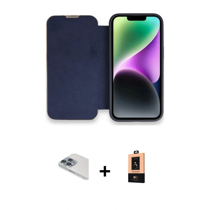 MARSİLYAN™- iPhone 13 Pro Max Kılıf Siluet Minimal Serisi - Şeffaf Maxco Cam Ekran Koruyucu + Pers Alüminyum Kamera Lens - SABE