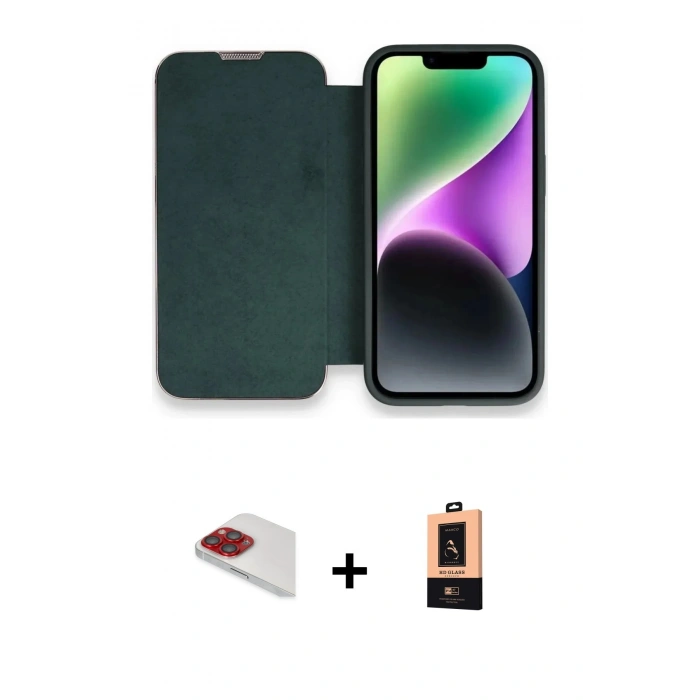 MARSİLYAN™- iPhone 13 Pro Max Kılıf Siluet Minimal Serisi - Şeffaf Maxco Cam Ekran Koruyucu + Pers Alüminyum Kamera Lens - KI