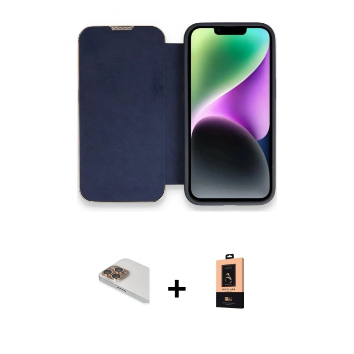 MARSİLYAN™- iPhone 13 Pro Max Kılıf Siluet Minimal Serisi - Şeffaf Maxco Cam Ekran Koruyucu + Pers Alüminyum Kamera Lens - GD