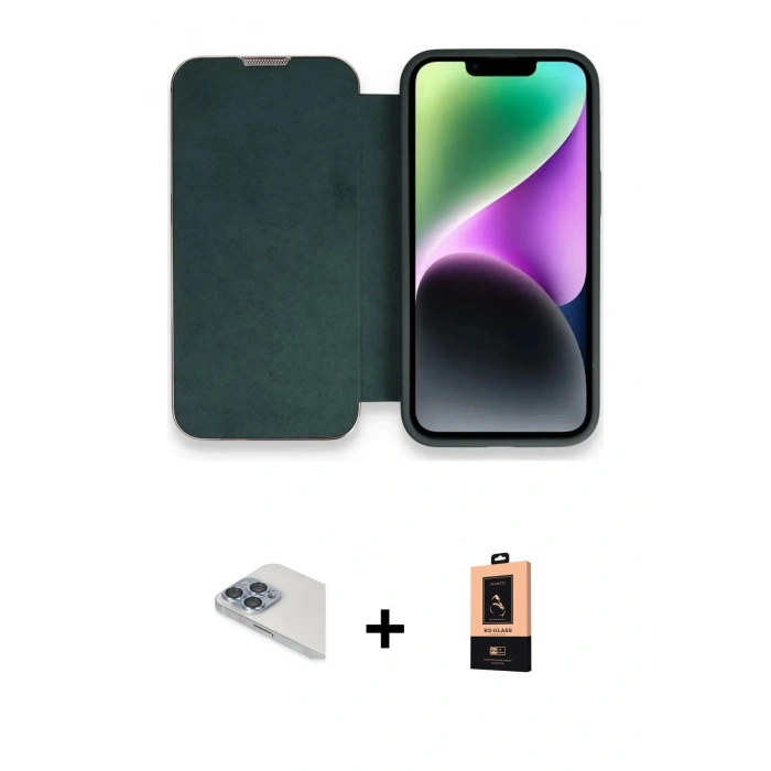 MARSİLYAN™- iPhone 13 Pro Max Kılıf Siluet Minimal Serisi - Şeffaf Maxco Cam Ekran Koruyucu + Pers Alüminyum Kamera Lens - SABE