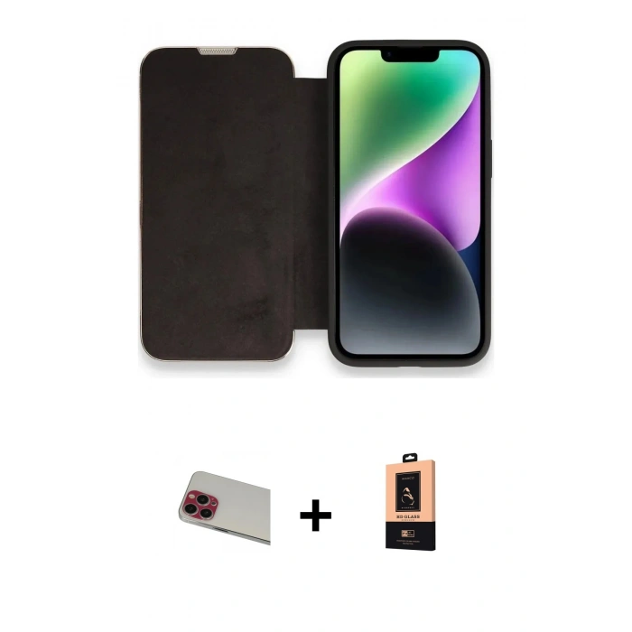 MARSİLYAN™- iPhone 13 Pro Max Kılıf Siluet Minimal Serisi - Şeffaf Maxco Cam Ekran Koruyucu + Rainbow Kamera Lens Koruma Cam - KI
