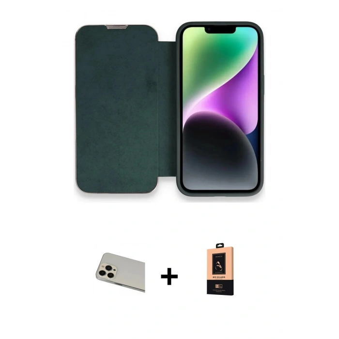 MARSİLYAN™- iPhone 13 Pro Max Kılıf Siluet Minimal Serisi - Şeffaf Maxco Cam Ekran Koruyucu + Rainbow Kamera Lens Koruma Cam - REGD