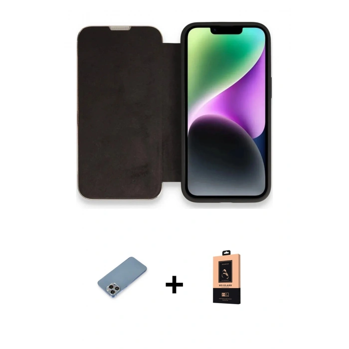 MARSİLYAN™- iPhone 13 Pro Max Kılıf Siluet Minimal Serisi - Şeffaf Maxco Cam Ekran Koruyucu + Shine Kamera Lens Koruma Cam - GI