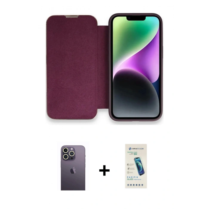 MARSİLYAN™- iPhone 13 Pro Max Kılıf Siluet Minimal Serisi - Şeffaf Pasifik Cam Ekran Koruyucu + Beyaz Neon Fosforlu Kamera Lens