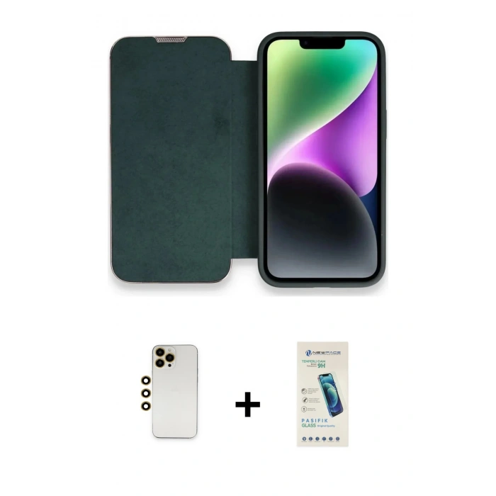 MARSİLYAN™- iPhone 13 Pro Max Kılıf Siluet Minimal Serisi - Şeffaf Pasifik Cam Ekran Koruyucu + Shine Kamera Lens - GD