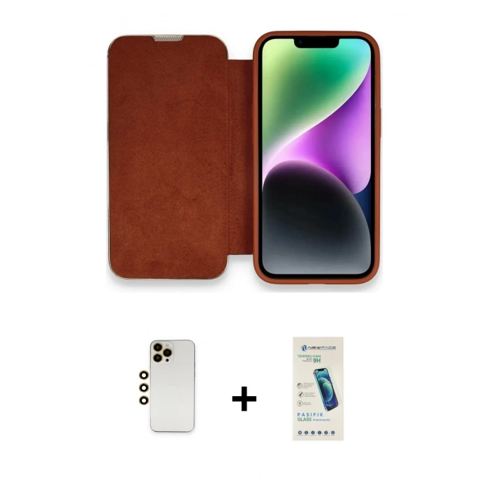 MARSİLYAN™- iPhone 13 Pro Max Kılıf Siluet Minimal Serisi - Şeffaf Pasifik Cam Ekran Koruyucu + Shine Kamera Lens - GD