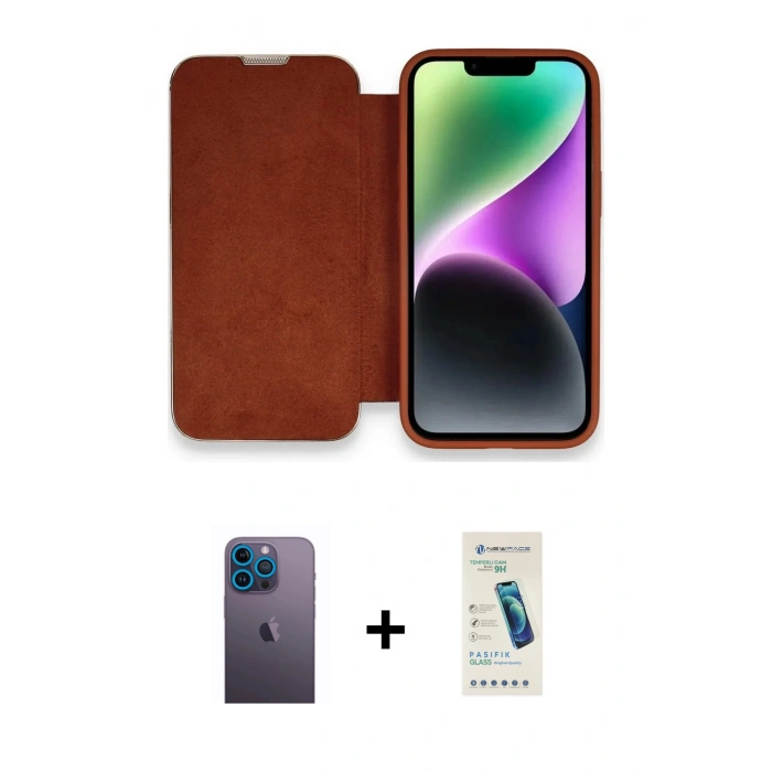 MARSİLYAN™- iPhone 13 Pro Max Kılıf Siluet Minimal Serisi - Şeffaf Pasifik Cam Ekran Koruyucu + Mavi Neon Fosforlu Kamera Lens