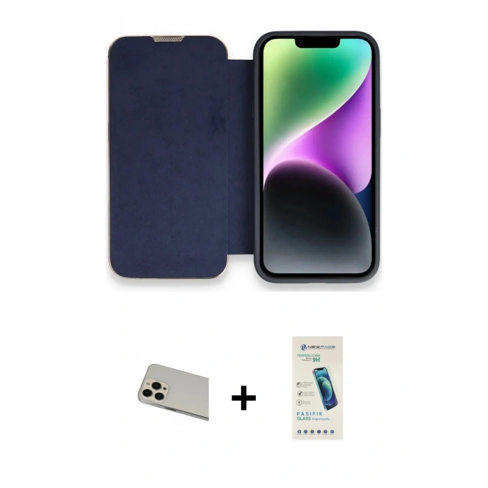 MARSİLYAN™- iPhone 13 Pro Max Kılıf Siluet Minimal Serisi - Şeffaf Pasifik Cam Ekran Koruyucu + Rainbow Kamera Lens Koruma Cam - REGD