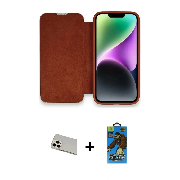 MARSİLYAN™- iPhone 13 Pro Max Kılıf Siluet Minimal Serisi - Siyah 18D Cam Ekran Koruyucu + Beyaz Rainbow Kamera Lens Koruma Cam