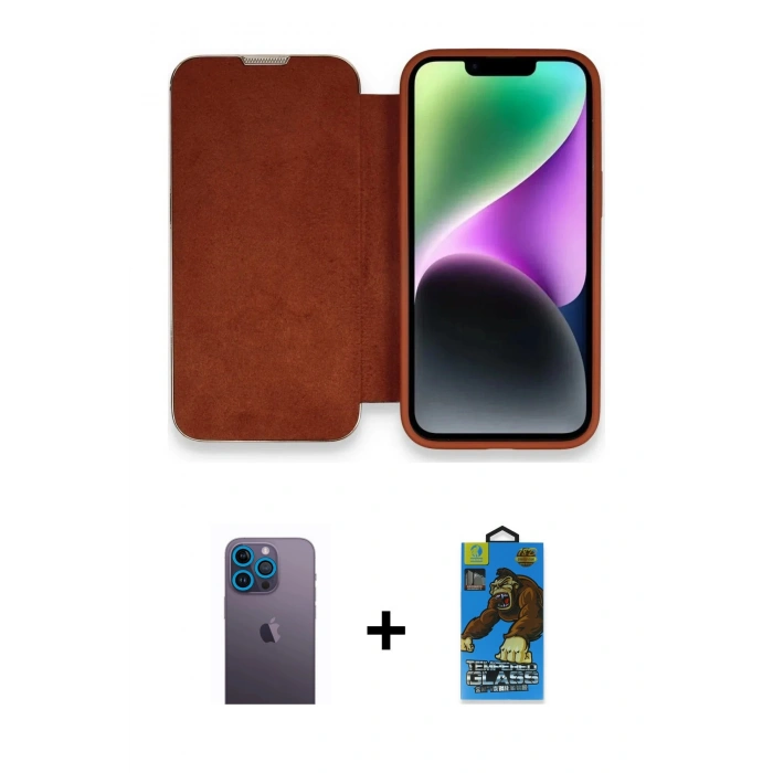 MARSİLYAN™- iPhone 13 Pro Max Kılıf Siluet Minimal Serisi - Siyah 18D Cam Ekran Koruyucu + Neon Fosforlu Kamera Lens - MI