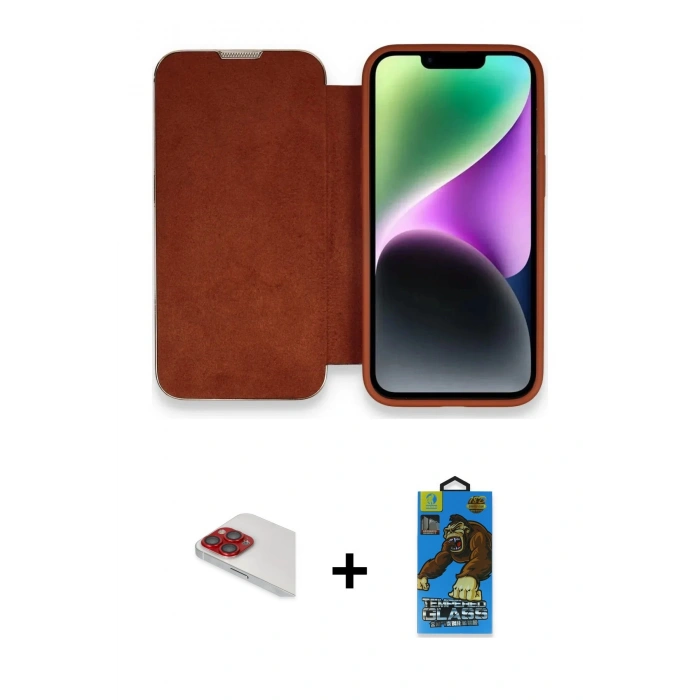 MARSİLYAN™- iPhone 13 Pro Max Kılıf Siluet Minimal Serisi - Siyah 18D Cam Ekran Koruyucu + Pers Alüminyum Kamera Lens - KI