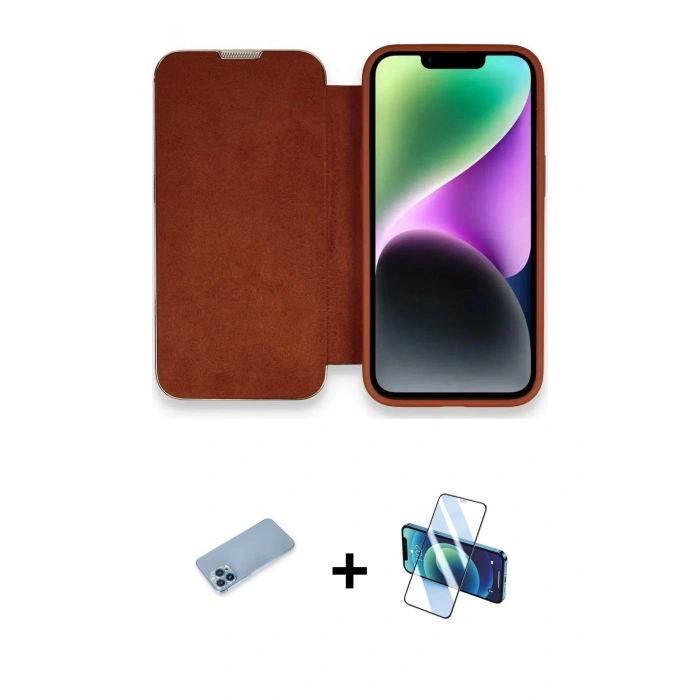 MARSİLYAN™- iPhone 13 Pro Max Kılıf Siluet Minimal Serisi - Siyah 3D Antistatik Cam Ekran Koruyucu + Shine Kamera Lens Koruma Cam - MI