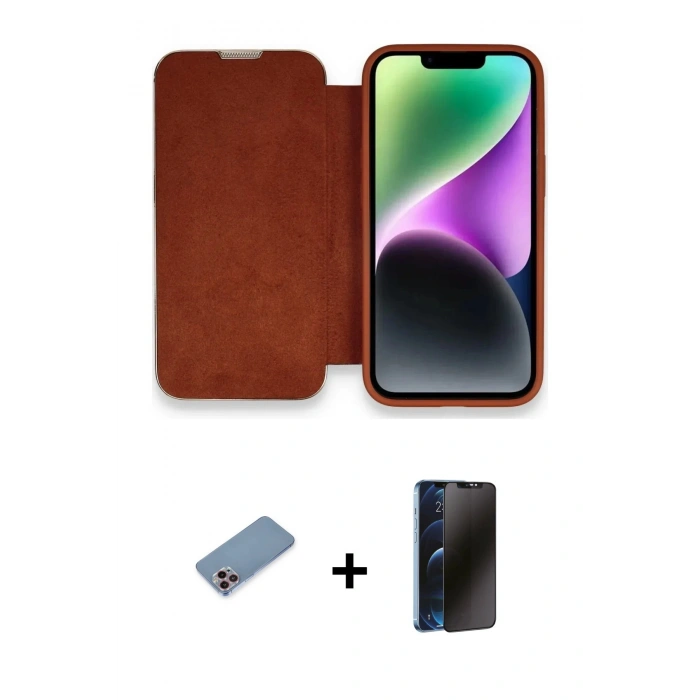 MARSİLYAN™- iPhone 13 Pro Max Kılıf Siluet Minimal Serisi - Siyah 3D Antistatik Hayalet Cam Ekran Koruyucu + Shine Kamera Lens Koruma Cam - PE