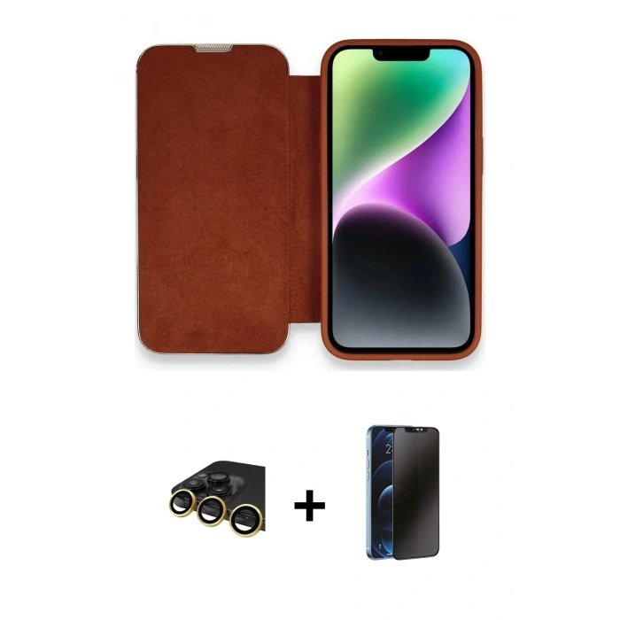 MARSİLYAN™- iPhone 13 Pro Max Kılıf Siluet Minimal Serisi - Siyah 3D Antistatik Hayalet Cam Ekran Koruyucu + Raze Metal Kamera Lens - GD