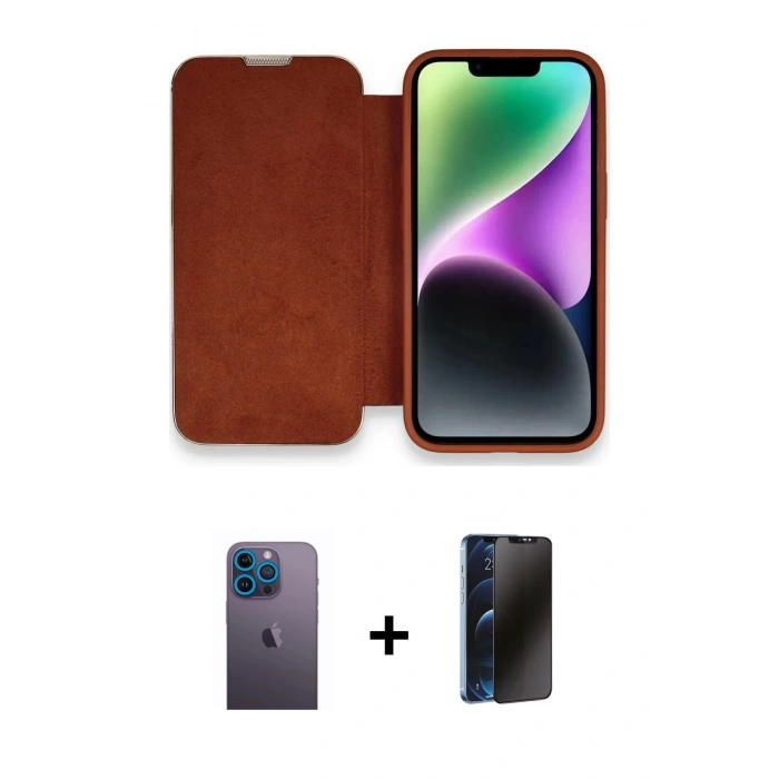 MARSİLYAN™- iPhone 13 Pro Max Kılıf Siluet Minimal Serisi - Siyah 3D Antistatik Hayalet Cam Ekran Koruyucu + Neon Fosforlu Kamera Lens - MI