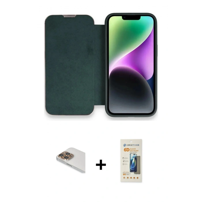 MARSİLYAN™- iPhone 13 Pro Max Kılıf Siluet Minimal Serisi - Siyah 6D Mat Seramik Hayalet Nano Ekran Koruyucu + Pers Alüminyum Kamera Lens - GD