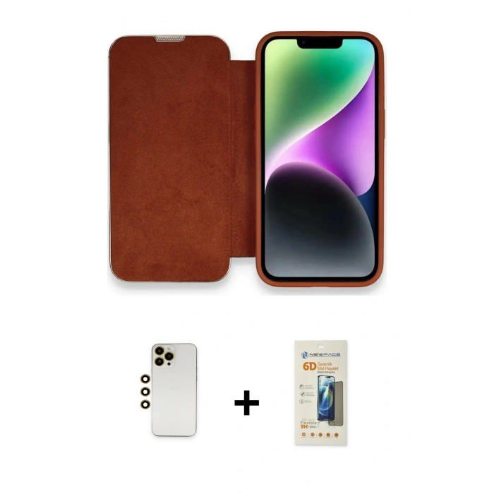 MARSİLYAN™- iPhone 13 Pro Max Kılıf Siluet Minimal Serisi - Siyah 6D Mat Seramik Hayalet Nano Ekran Koruyucu + Shine Kamera Lens - GD