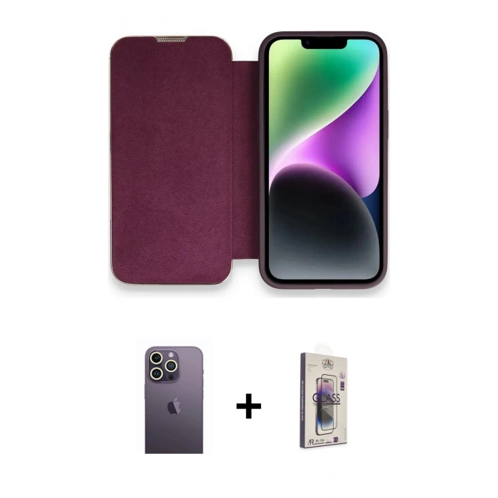 MARSİLYAN™- iPhone 13 Pro Max Kılıf Siluet Minimal Serisi - Siyah Bilvis 3D Cam Ekran Koruyucu + Neon Fosforlu Kamera Lens - BZ