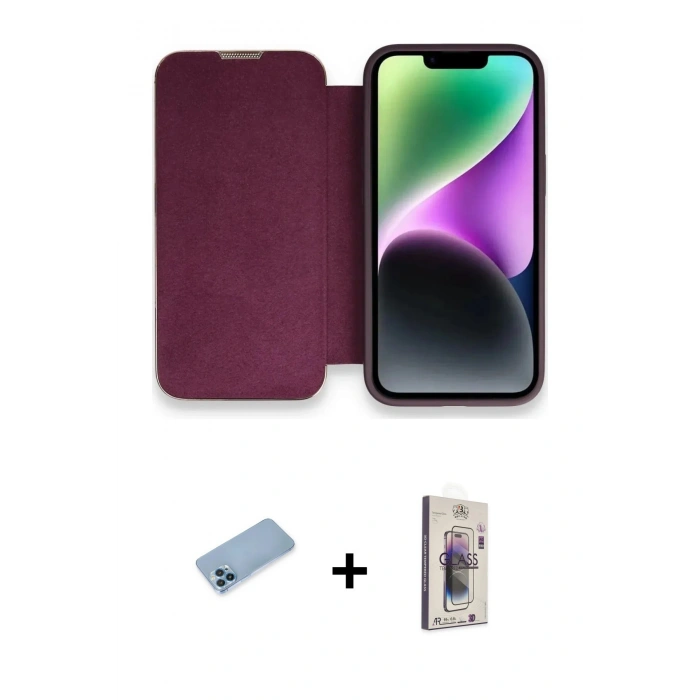 MARSİLYAN™- iPhone 13 Pro Max Kılıf Siluet Minimal Serisi - Siyah Bilvis 3D Cam Ekran Koruyucu + Shine Kamera Lens Koruma Cam - MI