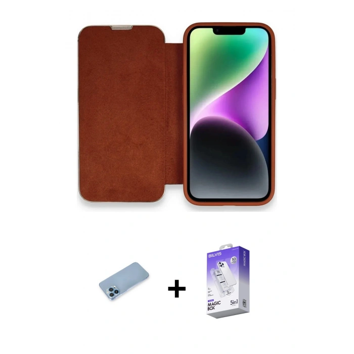 MARSİLYAN™- iPhone 13 Pro Max Kılıf Siluet Minimal Serisi - Siyah Bilvis 5in1 3D Magic Cam Ekran Koruyucu + Mavi Shine Kamera Lens Koruma Cam