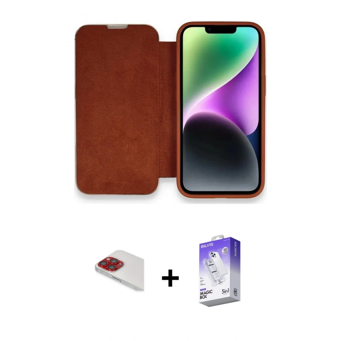 MARSİLYAN™- iPhone 13 Pro Max Kılıf Siluet Minimal Serisi - Siyah Bilvis 5in1 3D Magic Cam Ekran Koruyucu + Pers Alüminyum Kamera Lens - KI