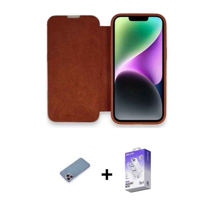 MARSİLYAN™- iPhone 13 Pro Max Kılıf Siluet Minimal Serisi - Siyah Bilvis 5in1 3D Magic Cam Ekran Koruyucu + Shine Kamera Lens Koruma Cam - PE