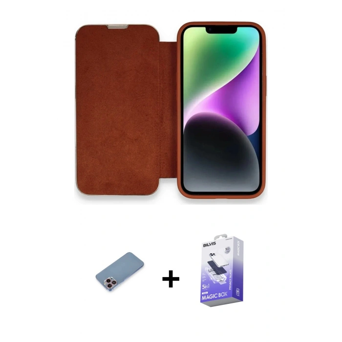 MARSİLYAN™- iPhone 13 Pro Max Kılıf Siluet Minimal Serisi - Siyah Bilvis 5in1 5D Magic Hayalet Cam Ekran Koruyucu + Shine Kamera Lens Koruma Cam - PE
