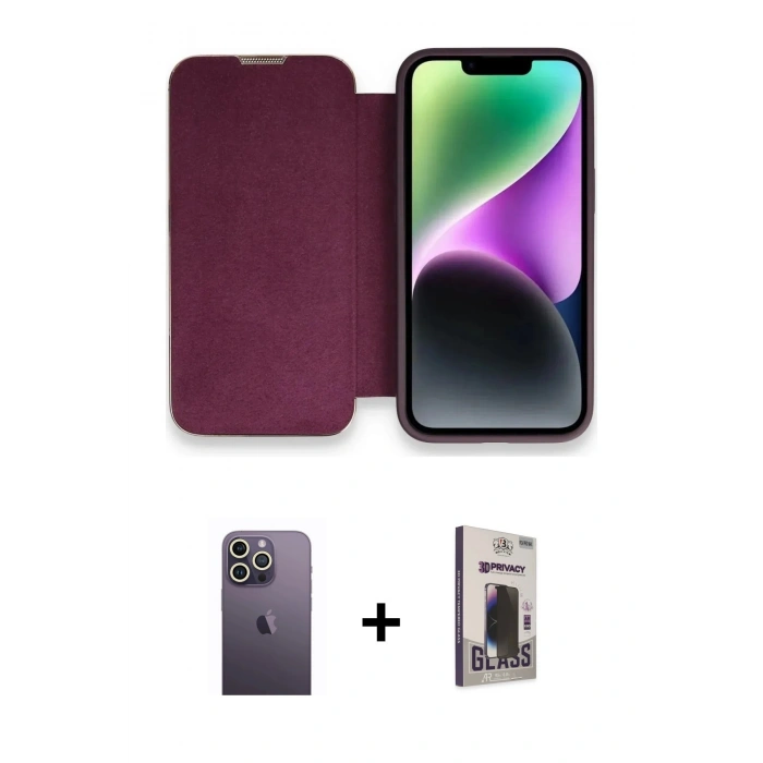 MARSİLYAN™- iPhone 13 Pro Max Kılıf Siluet Minimal Serisi - Siyah Bilvis Hayalet Cam Ekran Koruyucu + Neon Fosforlu Kamera Lens - BZ