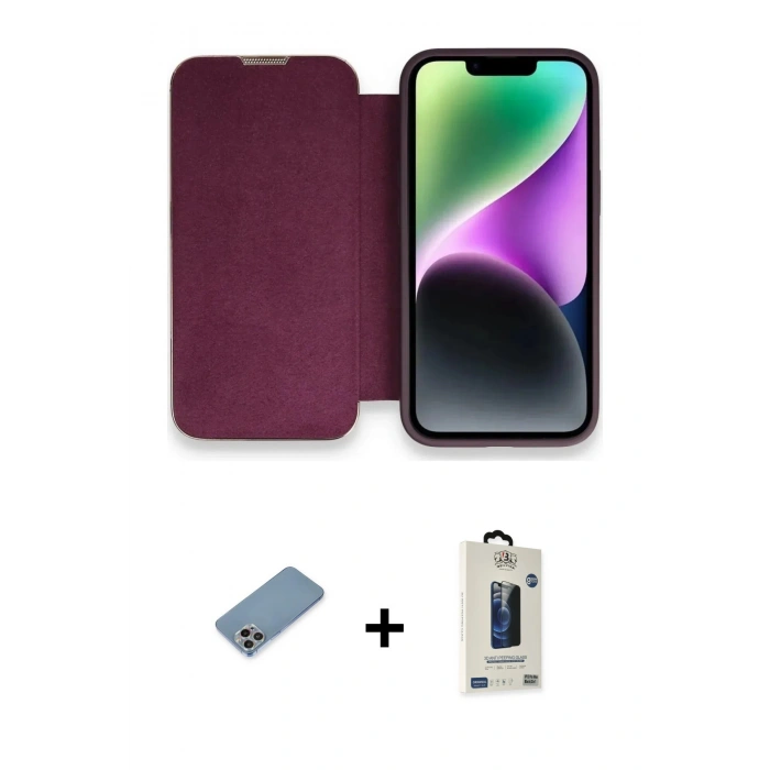 MARSİLYAN™- iPhone 13 Pro Max Kılıf Siluet Minimal Serisi - Siyah Bilvis Hayalet Cam Ekran Koruyucu + Shine Kamera Lens Koruma Cam - GI