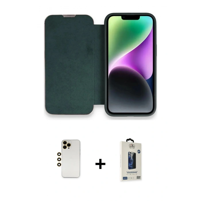 MARSİLYAN™- iPhone 13 Pro Max Kılıf Siluet Minimal Serisi - Siyah Bilvis Hayalet Cam Ekran Koruyucu + Shine Kamera Lens - GD