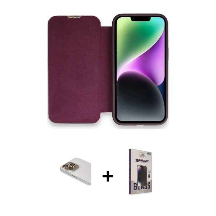 MARSİLYAN™- iPhone 13 Pro Max Kılıf Siluet Minimal Serisi - Siyah Bilvis Hayalet Cam Ekran Koruyucu + Pers Alüminyum Kamera Lens - GD