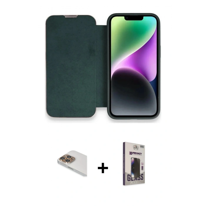 MARSİLYAN™- iPhone 13 Pro Max Kılıf Siluet Minimal Serisi - Siyah Bilvis Hayalet Cam Ekran Koruyucu + Pers Alüminyum Kamera Lens - GD