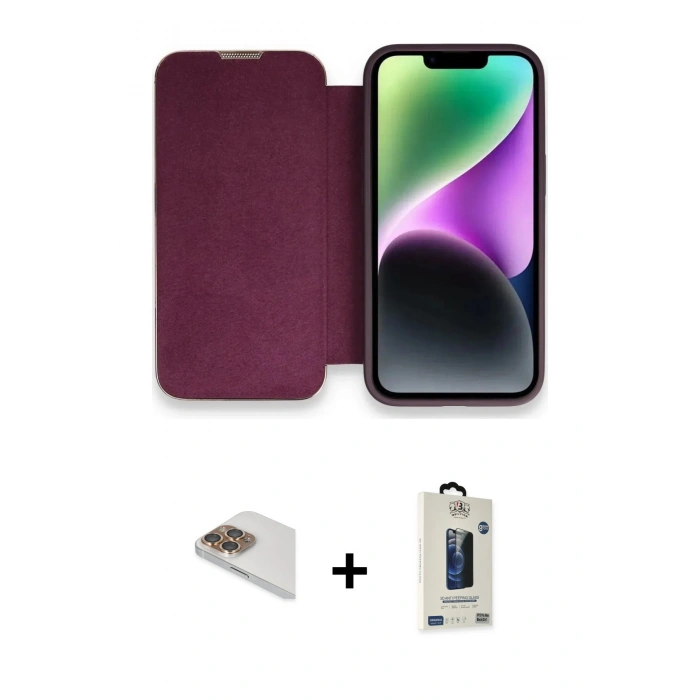 MARSİLYAN™- iPhone 13 Pro Max Kılıf Siluet Minimal Serisi - Siyah Bilvis Hayalet Cam Ekran Koruyucu + Pers Alüminyum Kamera Lens - GD