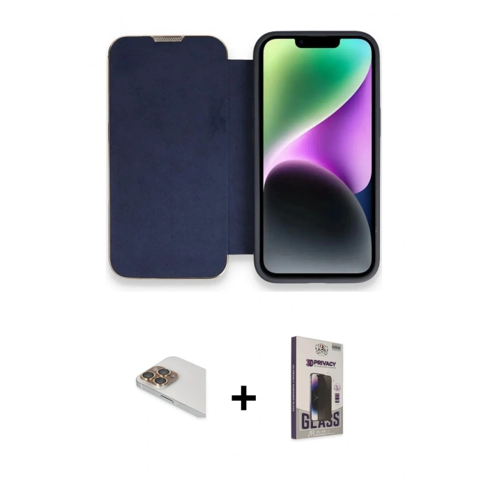 MARSİLYAN™- iPhone 13 Pro Max Kılıf Siluet Minimal Serisi - Siyah Bilvis Hayalet Cam Ekran Koruyucu + Pers Alüminyum Kamera Lens - GD
