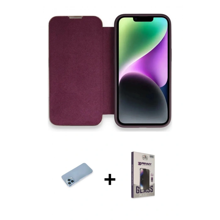 MARSİLYAN™- iPhone 13 Pro Max Kılıf Siluet Minimal Serisi - Siyah Bilvis Hayalet Cam Ekran Koruyucu + Shine Kamera Lens Koruma Cam - MI